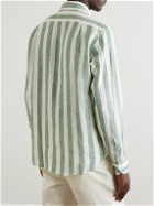 Drake's - Striped Linen Shirt - Green