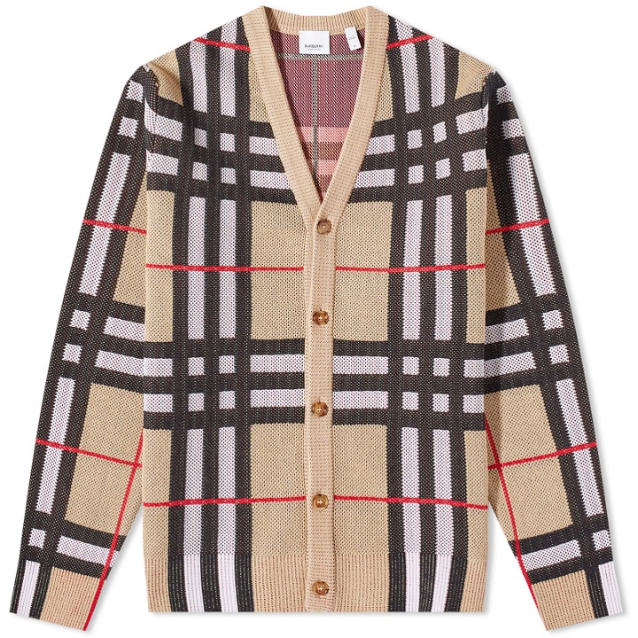 Photo: Burberry Men's Harriford Pique Check Cardigan in Archive Beige