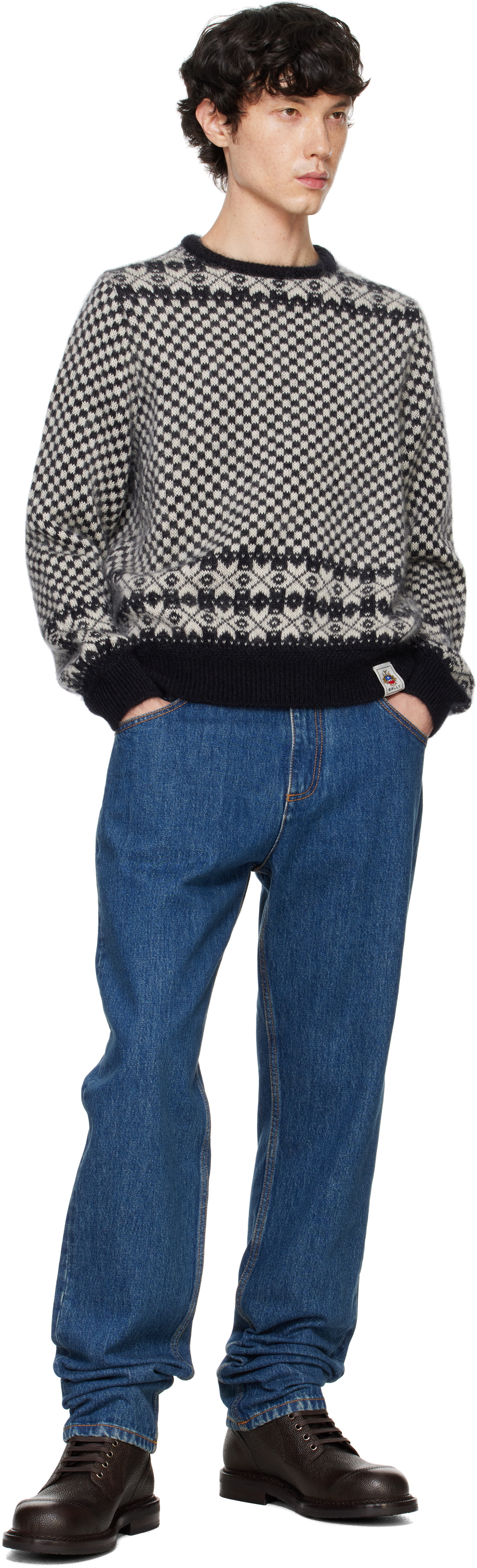 Bally Black & White Mohair & Silk Sweater