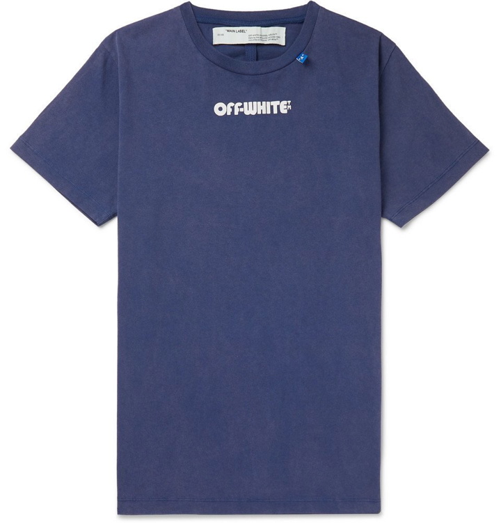 Photo: Off-White - Printed Cotton-Jersey T-Shirt - Blue