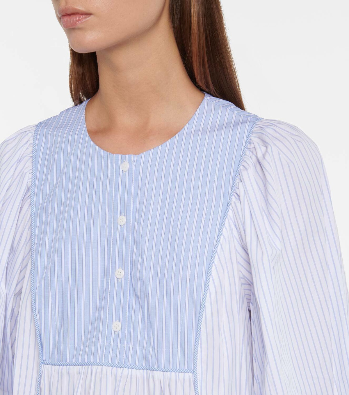 Lee Mathews Diana striped cotton maxi dress