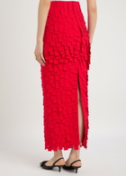 A.W.A.K.E Mode Laser-cut Open-back Crepe Maxi Skirt Red