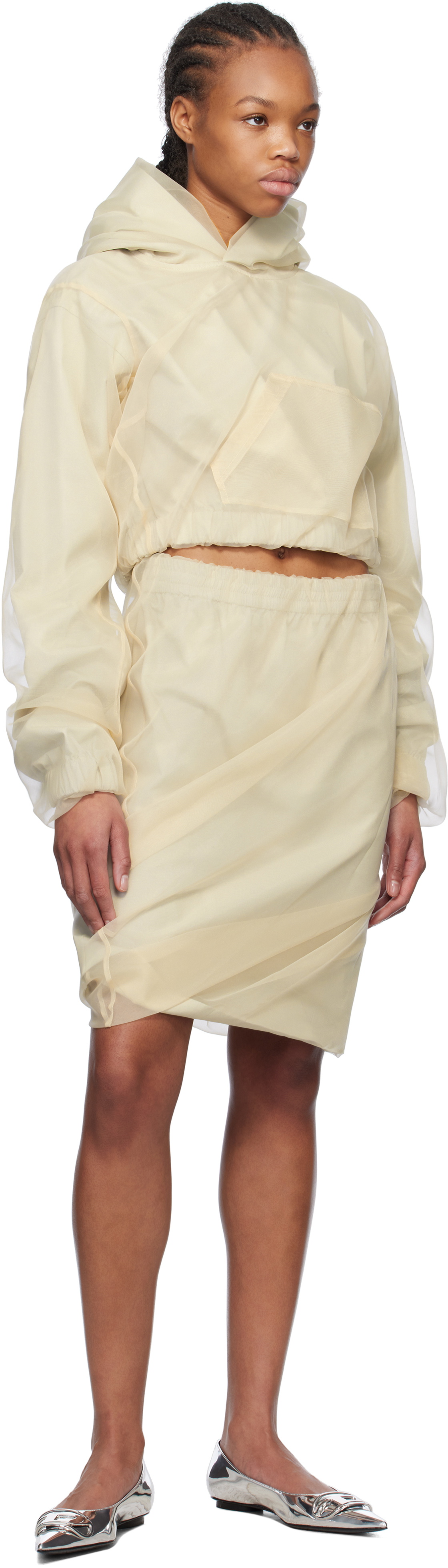 We11done Beige Layered Mini Skirt