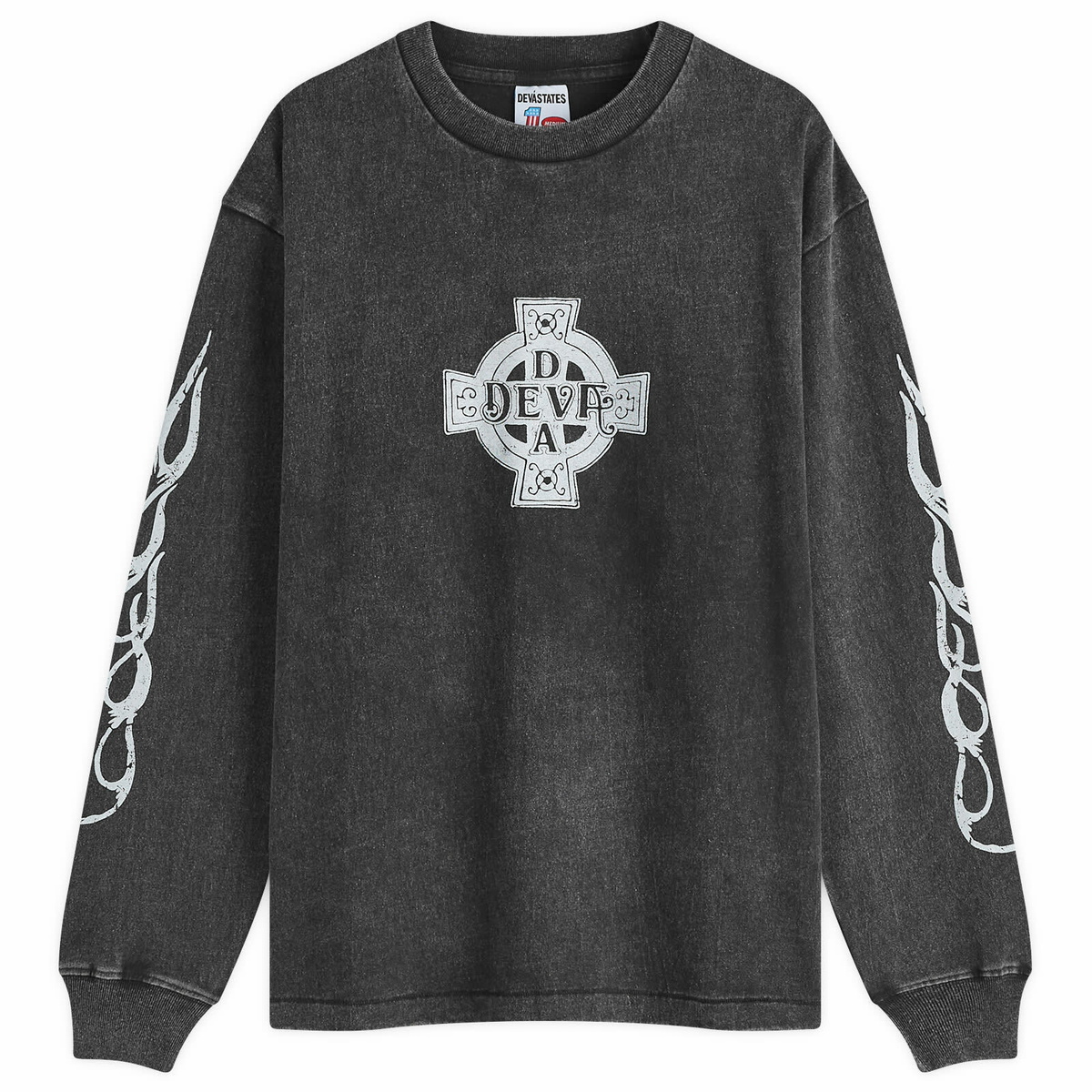 Deva States Men's Nib Long Sleeve T-Shirt in Washed Black