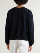 mfpen - Companion Cropped Cotton and Linen-Blend Sweater - Black