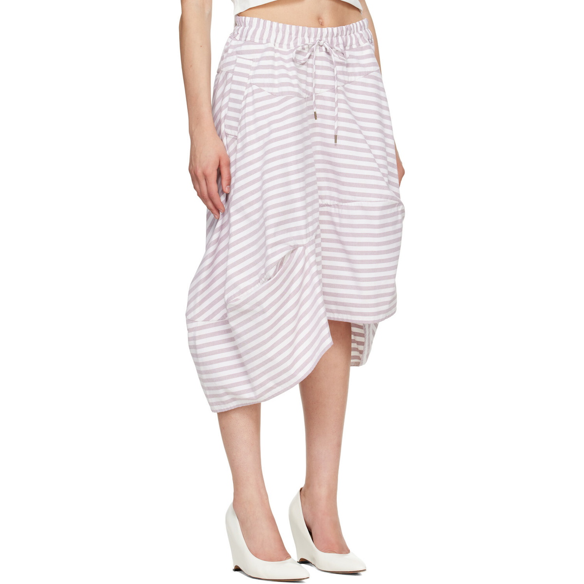 Vivienne Westwood White & Burgundy Aerodrome Midi Skirt