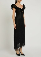 DE LA Vali Eden Ruffle-trimmed Lace Midi Dress Black