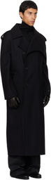 Courrèges Black Oblique Wool Trench Coat