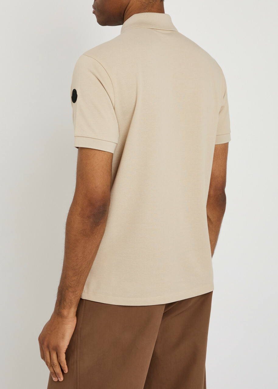 Moncler Half-zip Piqué Cotton Shirt Beige