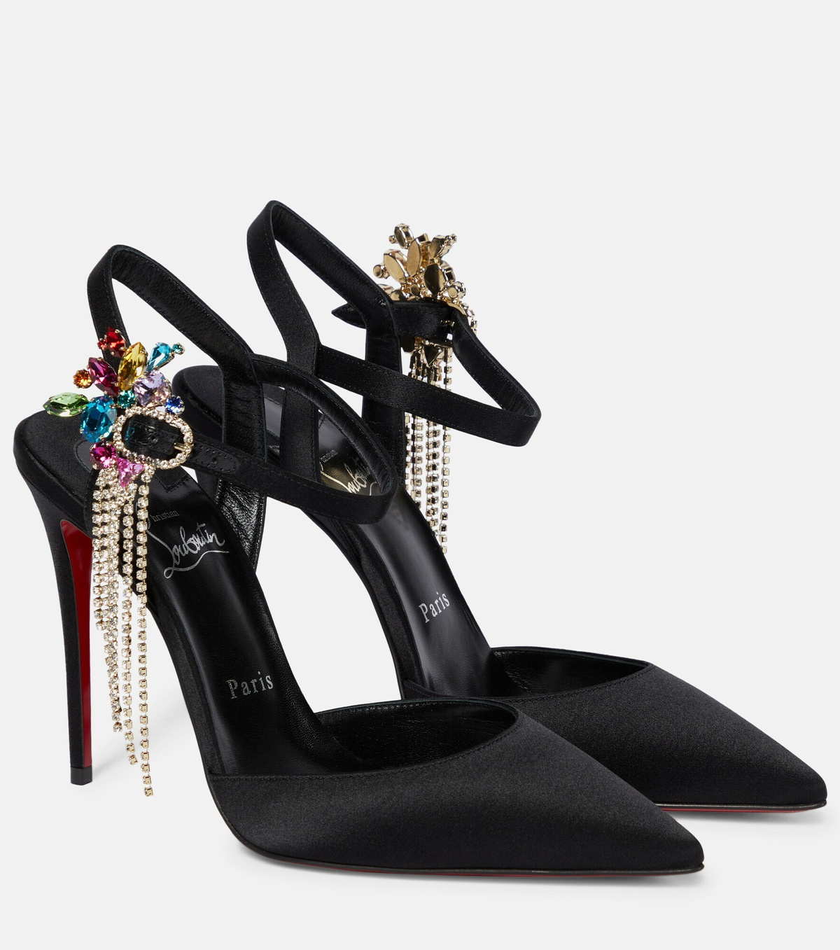 Christian Louboutin - Goldina Rain 100 embellished satin pumps