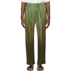 HOMME PLISSÉ ISSEY MIYAKE Green Paint Brush Close-Up Trousers