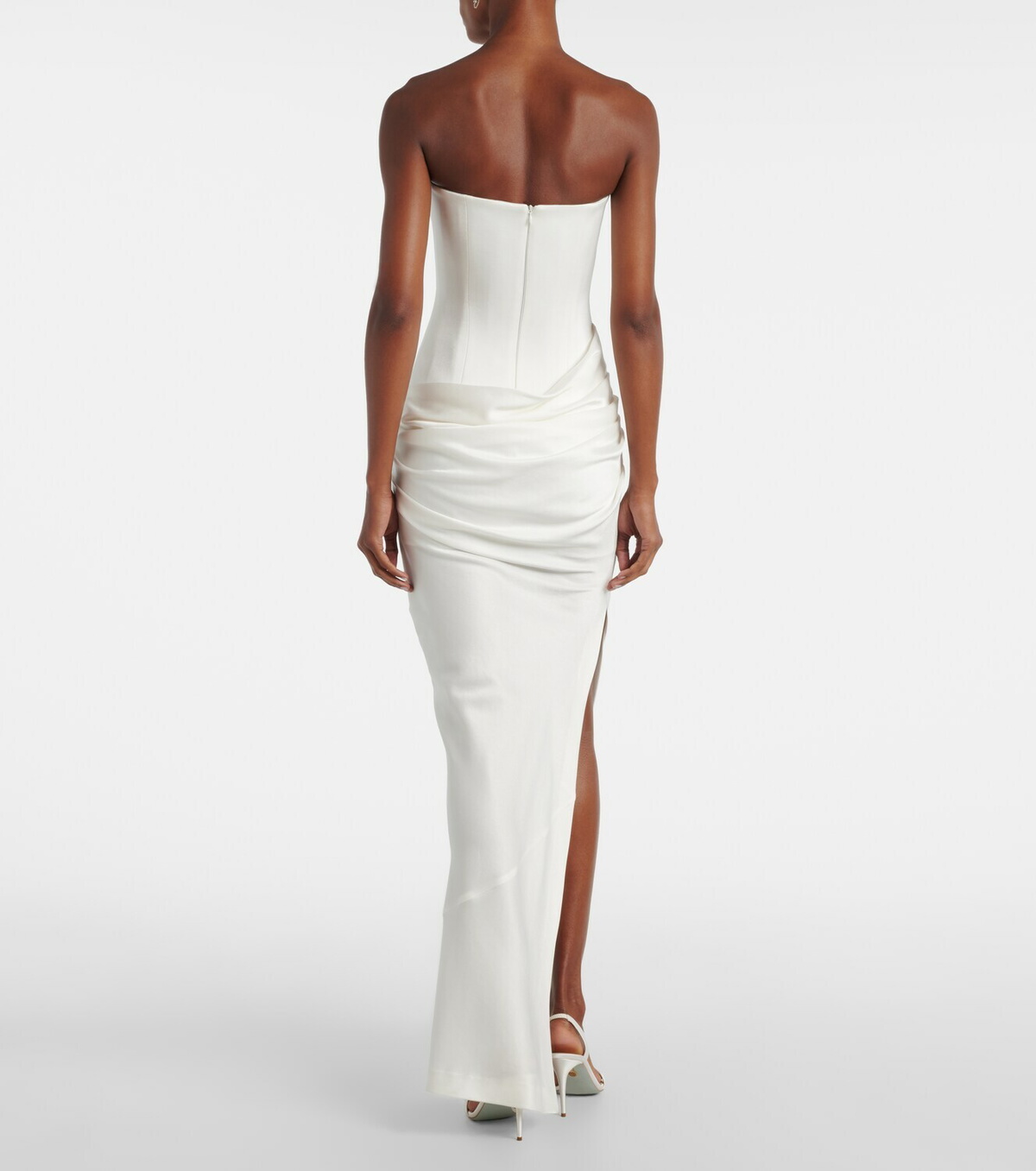 Alex Perry Bridal draped crêpe satin corset gown