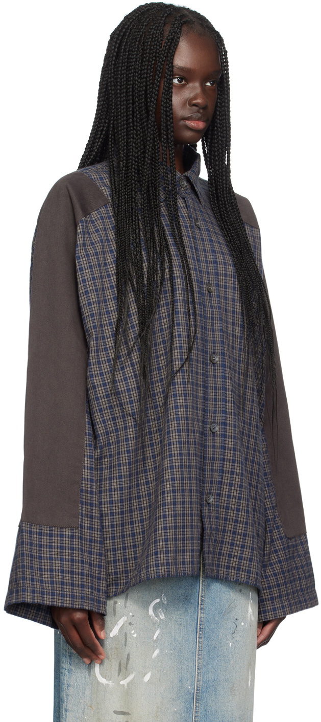 Acne Studios Black & Navy Check Button-Up Shirt