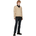 Rochas Homme Beige Wool V-Neck Sweater