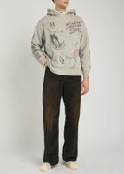 Saint Mxxxxxx X Alexis Drawing Distressed Hooded Cotton Sweatshirt Grey