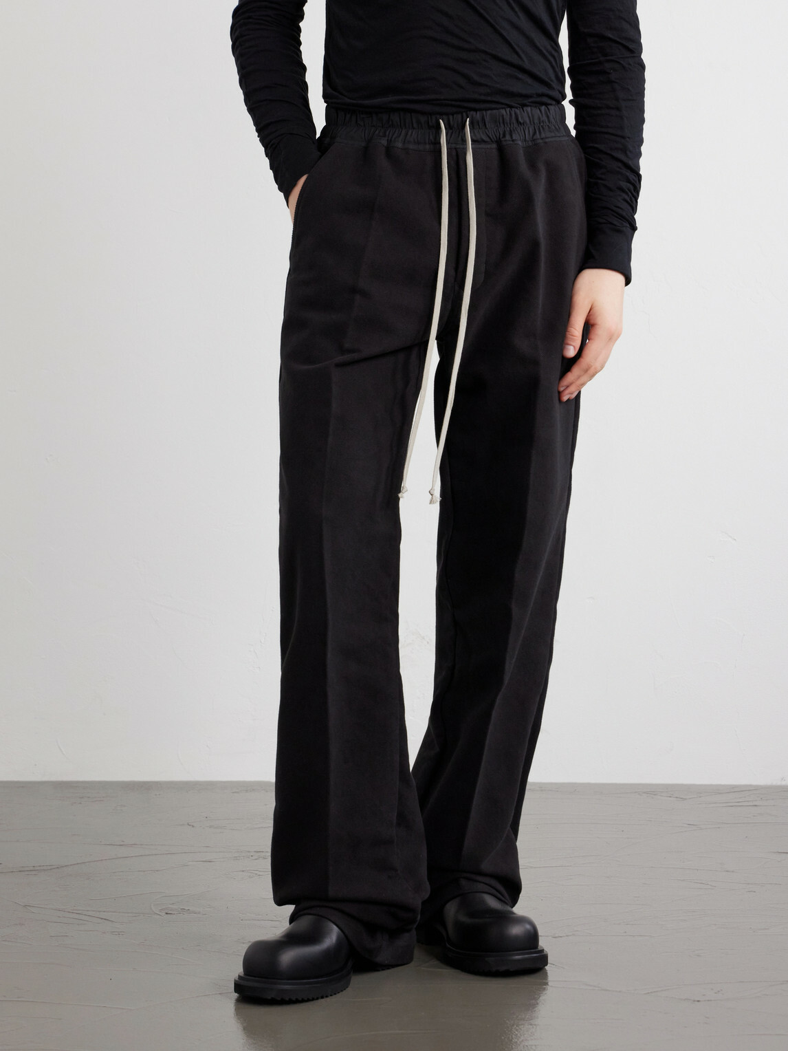 Rick Owens - Dietrich Straight-Leg Cotton-Twill Drawstring Trousers - Black
