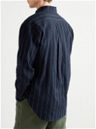 Miles Leon - Zen Striped Wool, Linen and Cotton-Blend Shirt - Blue