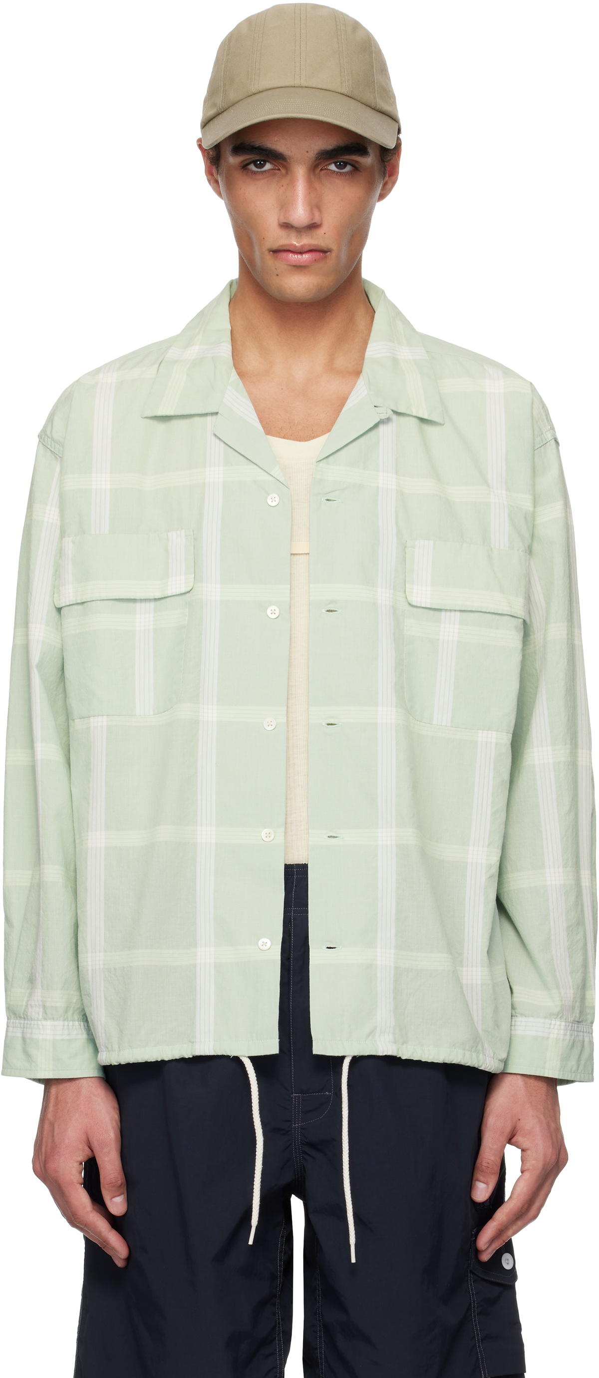 nanamica Green Palaka Check Shirt Nanamica