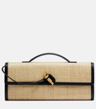 Bottega Veneta Andiamo leather-trimmed raffia clutch
