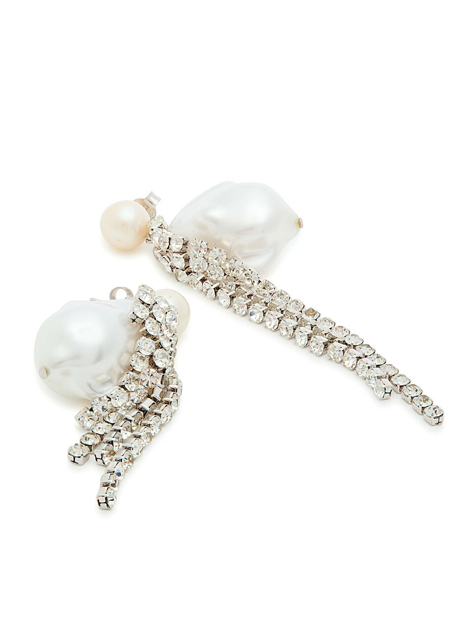 Completedworks Embellished Pearl and Rhodium-plated Drop Earrings - One Size