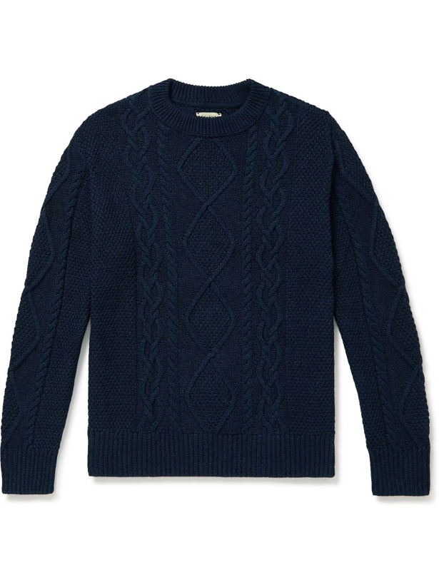 Photo: Nudie Jeans - Didrik Cable-Knit Cotton Sweater - Blue