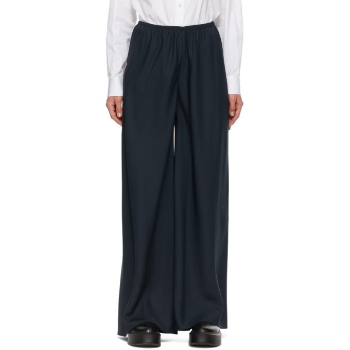 The Row Navy Silk Andres Trousers The Row