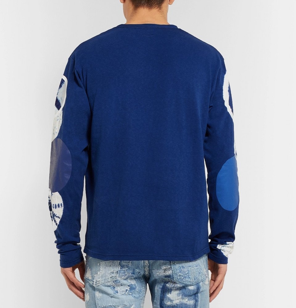 KAPITAL Denim-Trimmed Logo-Print Cotton-Jersey Sweatshirt for Men