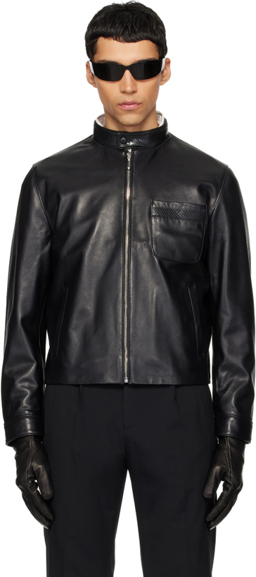 Photo: Ernest W. Baker Black Snake Trim Leather Jacket
