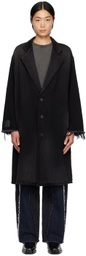 JieDa Black Hand-Bleached Denim Coat