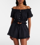 Poupette St Barth Nala broderie anglaise cotton poplin crop top