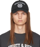 Sporty & Rich Black Varsity Crest Cap