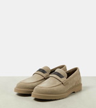 Brunello Cucinelli Embellished suede penny loafers