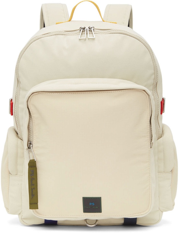 Photo: PS by Paul Smith Off-White Canvas Backpack