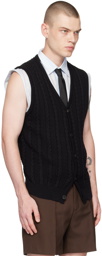 Ernest W. Baker Black Sleeveless Cardigan