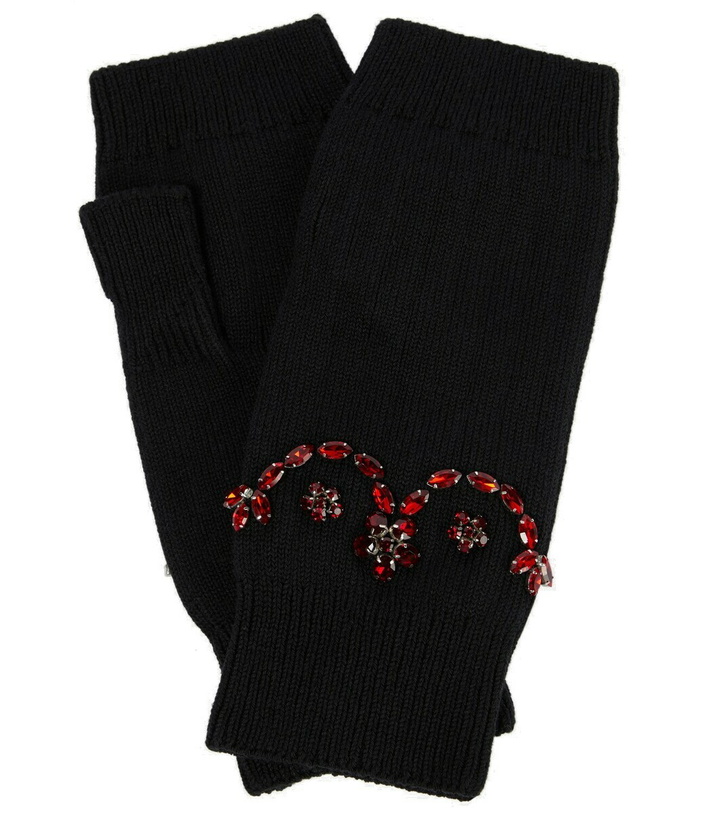 Photo: Simone Rocha Embellished cotton-blend fingerless gloves