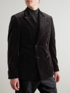 Mr P. - Double-Breasted Cotton-Velvet Tuxedo Jacket - Brown