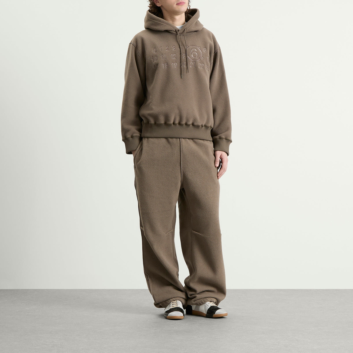 MM6 Maison Margiela Men's Logo Fleece Sweatshirt in Taupe