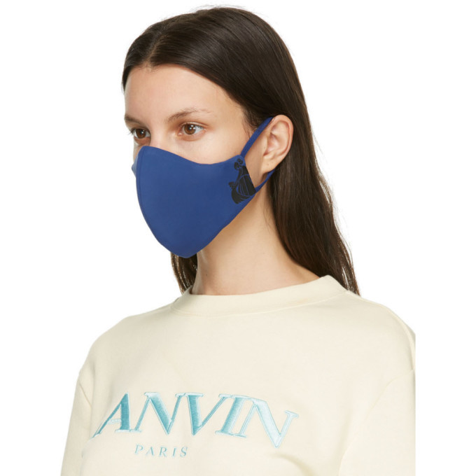 Lanvin Two-Pack Black and Navy Logo Face Masks Lanvin