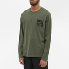 Alexander McQueen Men's Long Sleeve Small Skull T-Shirt in Khk&Blck