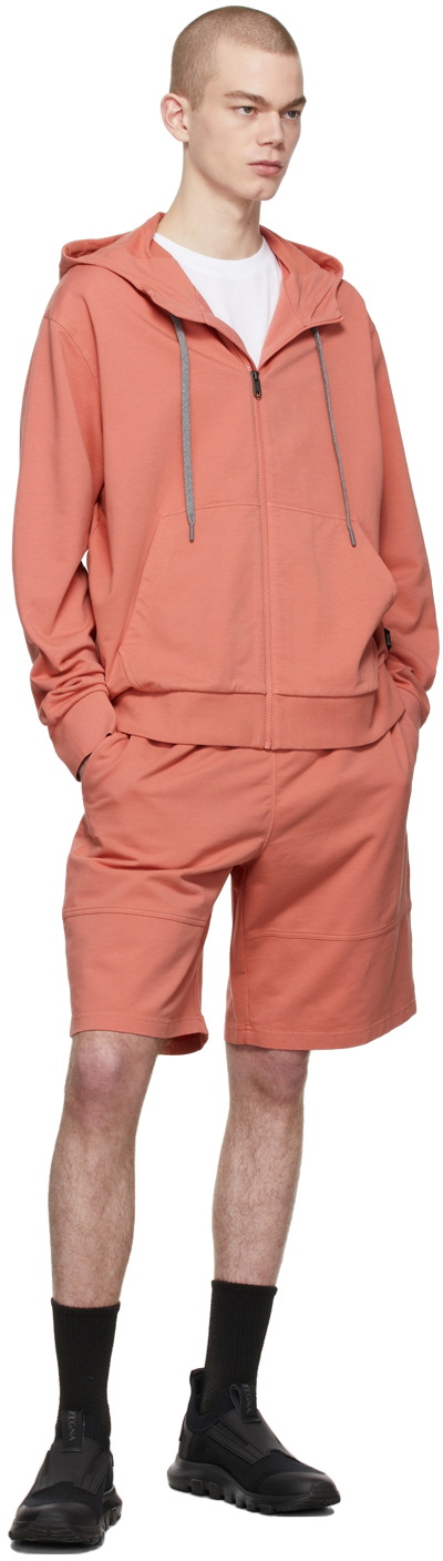 Z Zegna Pink Solid French Terry Shorts