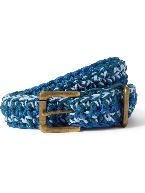 Photo: NICHOLAS DALEY - 3.5cm Crocheted Jute and Cotton-Blend Belt - Blue