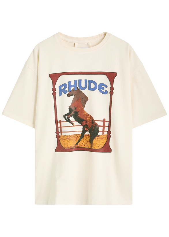 Photo: Rhude Rudhe Cadre Printed Cotton T-shirt White