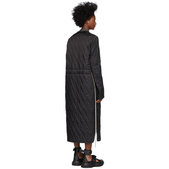 Rick Owens Black Long Quilted Liner Coat