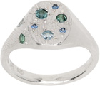 Seb Brown SSENSE Exclusive Silver & Blue Grapes Ring