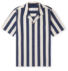 AMI - Slim-Fit Camp-Collar Striped Cotton Shirt - Blue