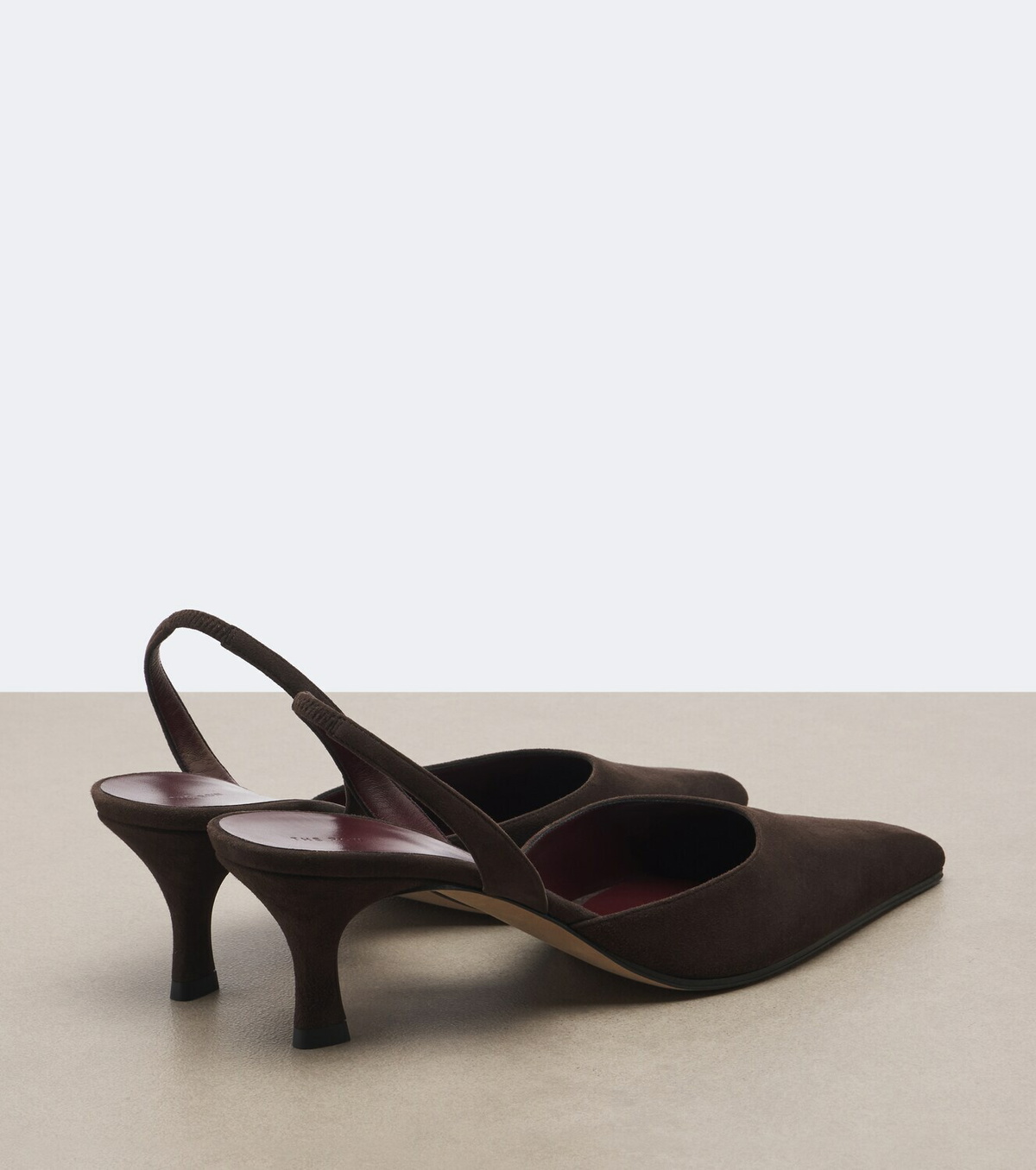 The Row Inez suede slingback pumps