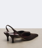 The Row Inez suede slingback pumps