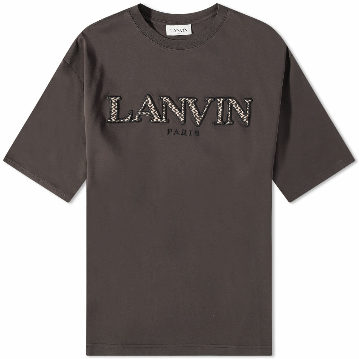 Lanvin Men's Curb Embroidered T-Shirt in Ebony Lanvin