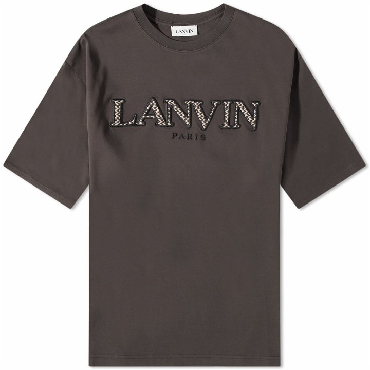Photo: Lanvin Men's Curb Embroidered T-Shirt in Ebony
