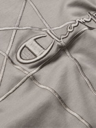 RICK OWENS - Champion Logo-Embroidered Cotton-Jersey T-Shirt - Gray
